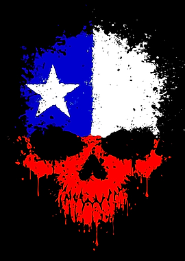 Chilean Flag Skull Splatter Art