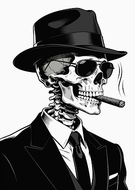 skeleton smoking
