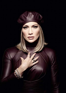 Jennifer Lopez in Leather Beret and Dress