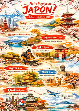 Japan Travel Itinerary Poster