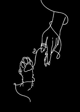 Human Hand and Paw Connection