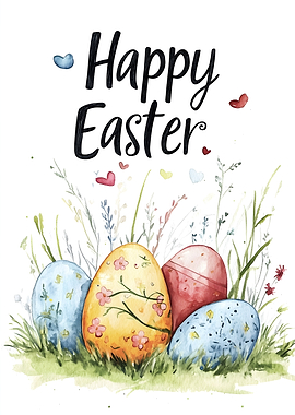Happy Easter Watercolor Painting