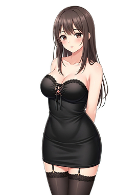 Anime Girl in Black Dress and Stockings