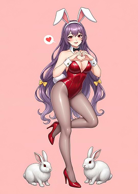 Bunny Girl with Rabbits