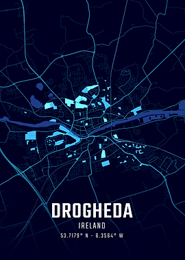 Drogheda Ireland Midnight City Map