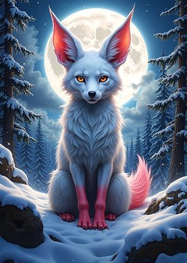 Magic Fox in Snowy Forest