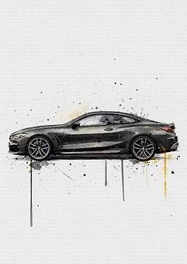 Watercolor BMW M850i Dravit Grey