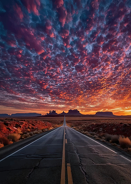 Monument Valley Road at Sunset