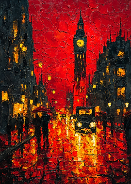 Dramatic Red London Big Ben