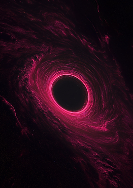 Cosmic Black Hole with Pink Nebula