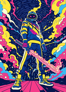 Cyberpunk Samurai with Energy Sword