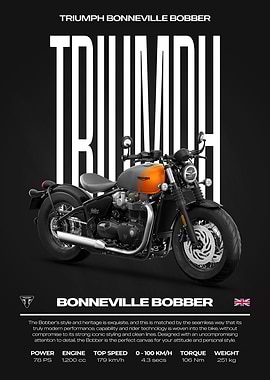 Triumph Bonneville Bobber Motorcycle Poster