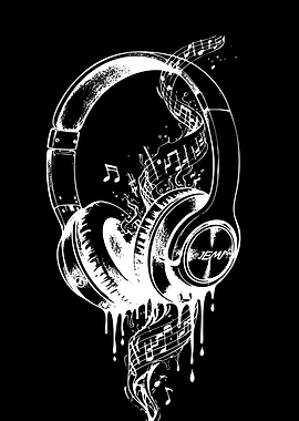 Headphones with Music Notes