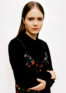 Hera Hilmar in Floral Slip Dress