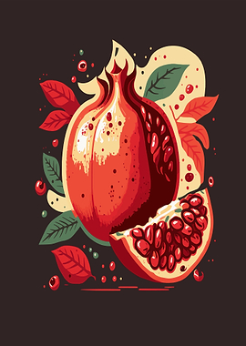Vibrant Pomegranate Illustration