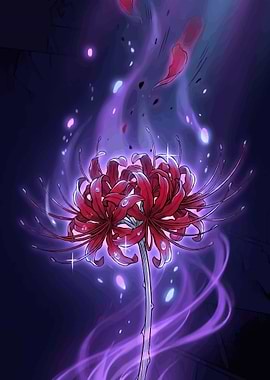 Red Spider Lily with Purple Aura
