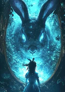 Alice and the Giant Rabbit Mirror