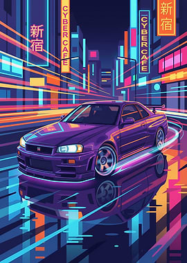 Cyberpunk Car in Neon City