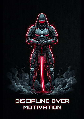 Cyberpunk Samurai with Neon Sword