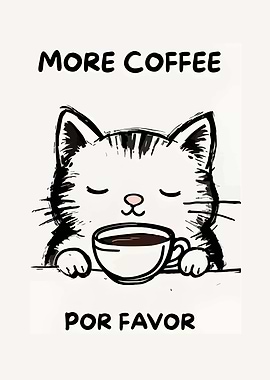 Cute Cat with Coffee