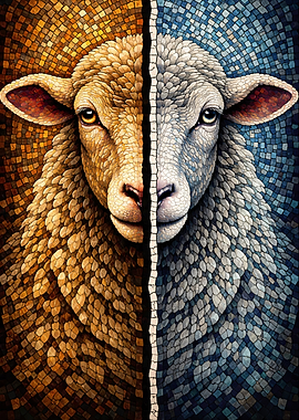 Mosaic Sheep Portrait