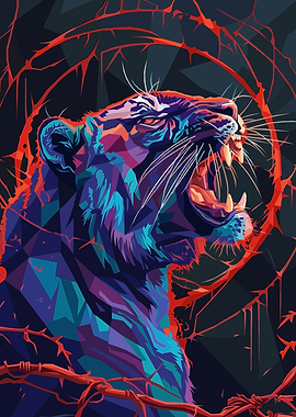 Roaring Panther with Thorns