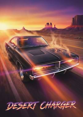 Desert Charger Retro Poster