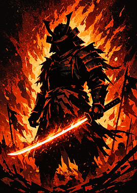 Samurai Warrior in Flames