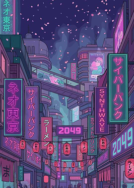 Cyberpunk Neon Tokyo Street
