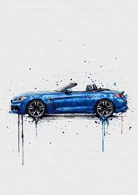 Watercolor BMW Z4 Misano Blue