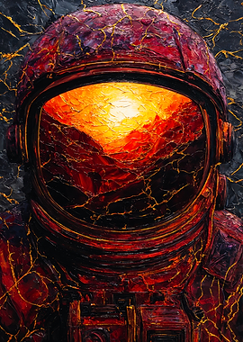Astronaut Kintsugi Impasto Oil Painting