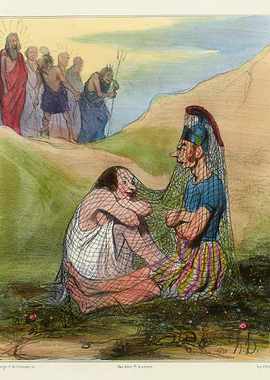 Mythological Figures and Fishermen in a Net