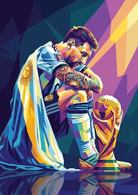 Lionel Messi with World Cup Trophy