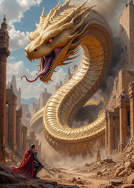 Golden Dragon vs Knight in Ruins