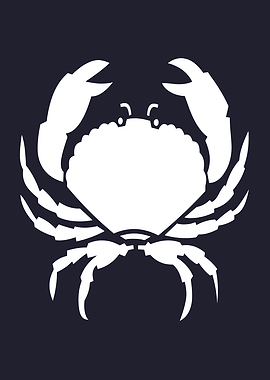 White Crab Silhouette on Dark Blue