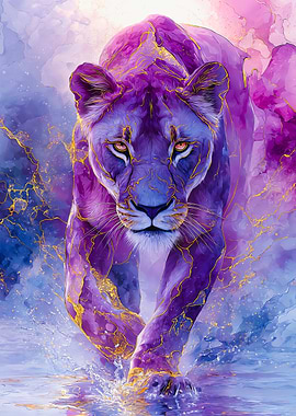 Majestic Purple Lioness Gold Veins