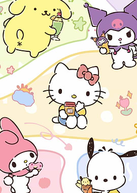 Sanrio Characters Enjoying Treats