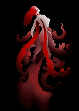 Stylized Woman with Red Tentacles