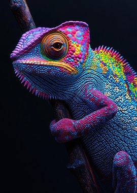 Vibrant Chameleon on a Branch