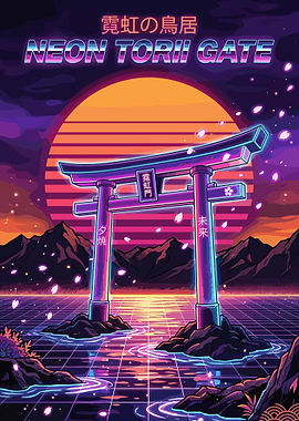 Neon Torii Gate Sunset