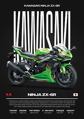 Kawasaki Ninja ZX-6R Motorcycle Poster