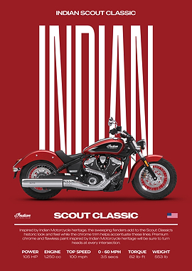 Indian Scout Classic Motorcycle Poster
