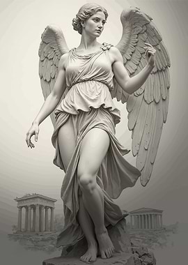Angel Statue with Ancient Ruins