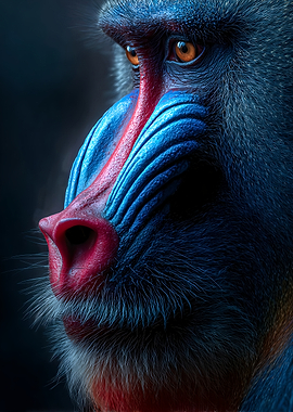 Close-up of a Mandrill's Face