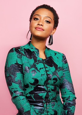 Kiersey Clemons in Green Floral Dress