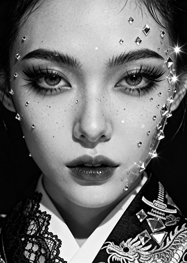 Glamorous Woman with Face Gems