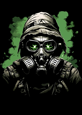 Gas Mask Character with Green Smoke