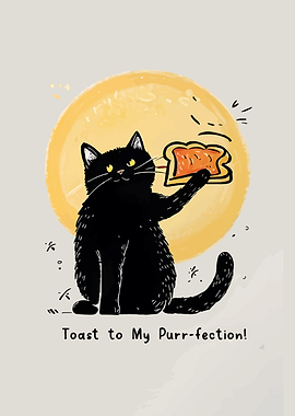 Black Cat Toasting with Jam