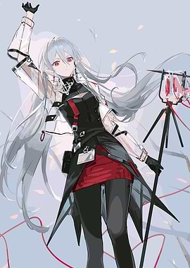 Anime Girl with White Hair and Red Eyes