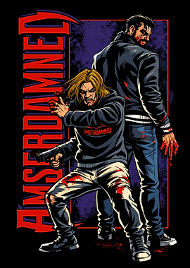 Two bloody men with guns